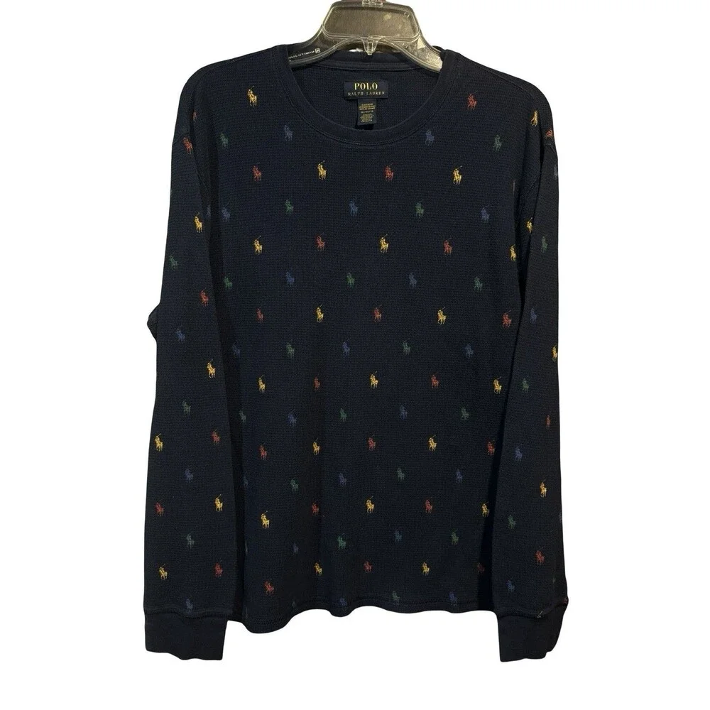 Polo Ralph Lauren Waffle Long Sleeve Printed Sleepwear Blue XL